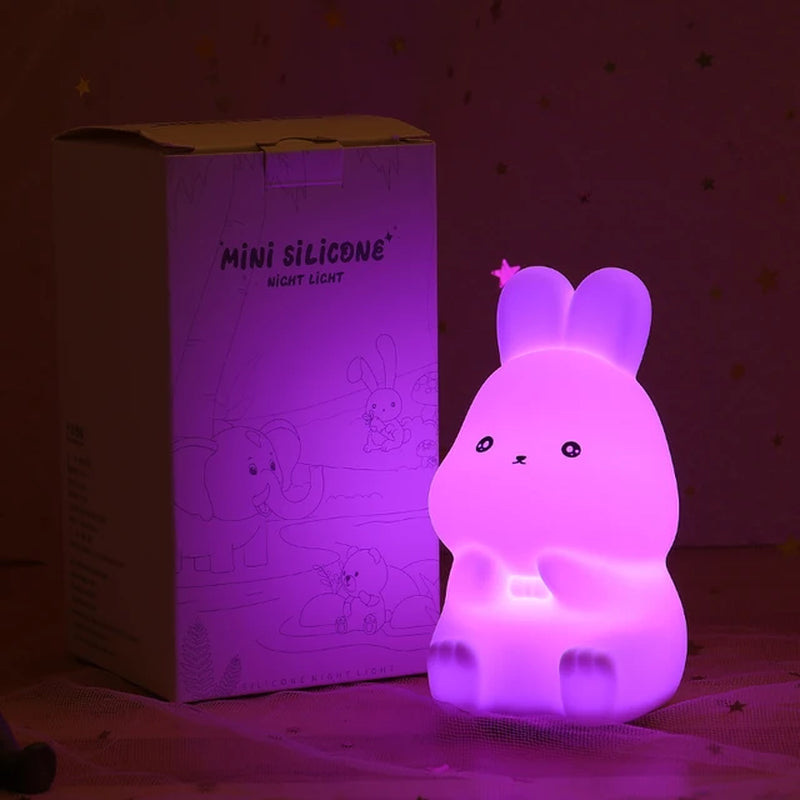 Mini Kawaii Popular Cat Baby Night Lamp 7-Color Pat Touch Color-Changing Eye Protection Bedroom Bedside Nightlight Gift Children